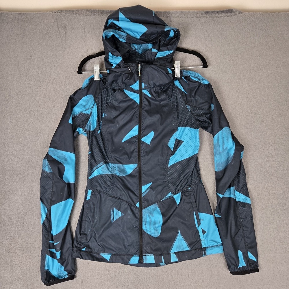 Lululemon Back Pack It Up Jacket Womens 2 Peacock Blue Windbreaker Hooded Zip Up